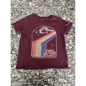 Pink Floyd Dark Side of the Moon Graphic T-Shirt Maroon Burgundy Womens Large